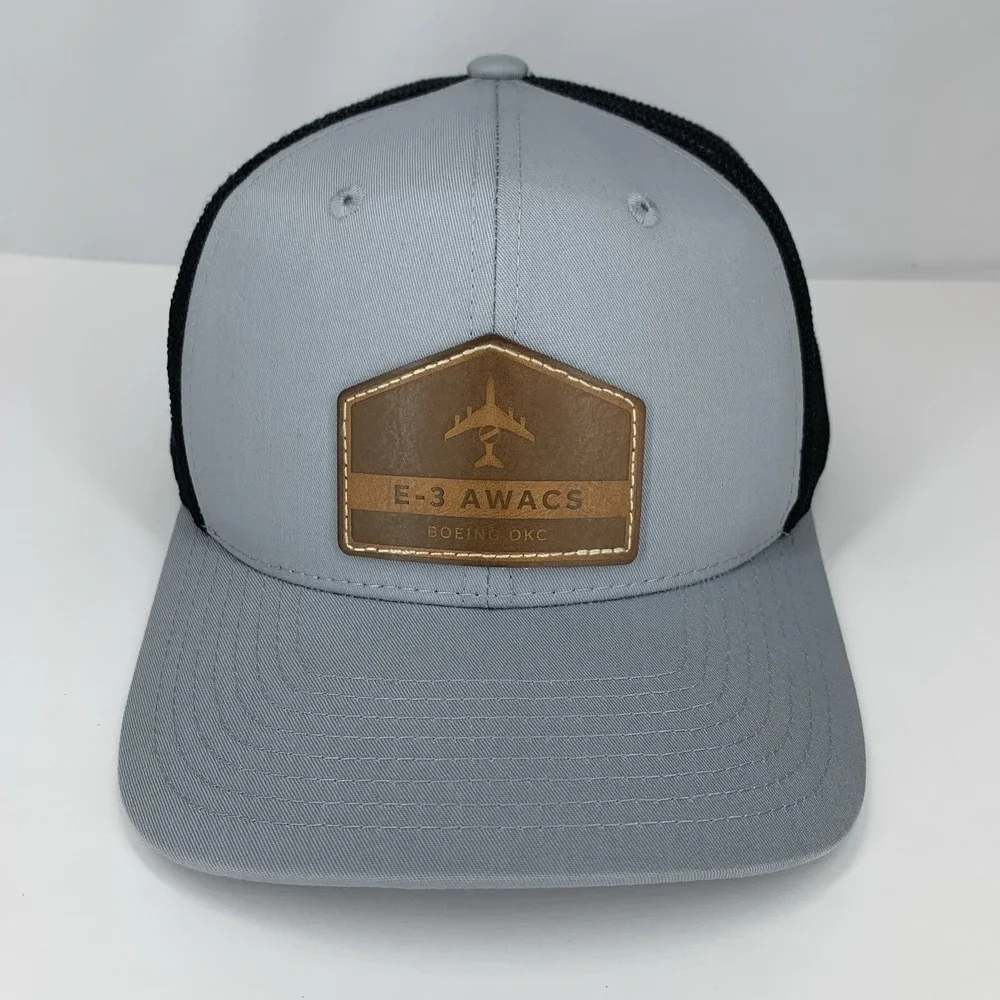 E-3 AWACS Boeing OKC Hat Adjustable Snapback Mesh Patch Gray Decky Baseball Cap